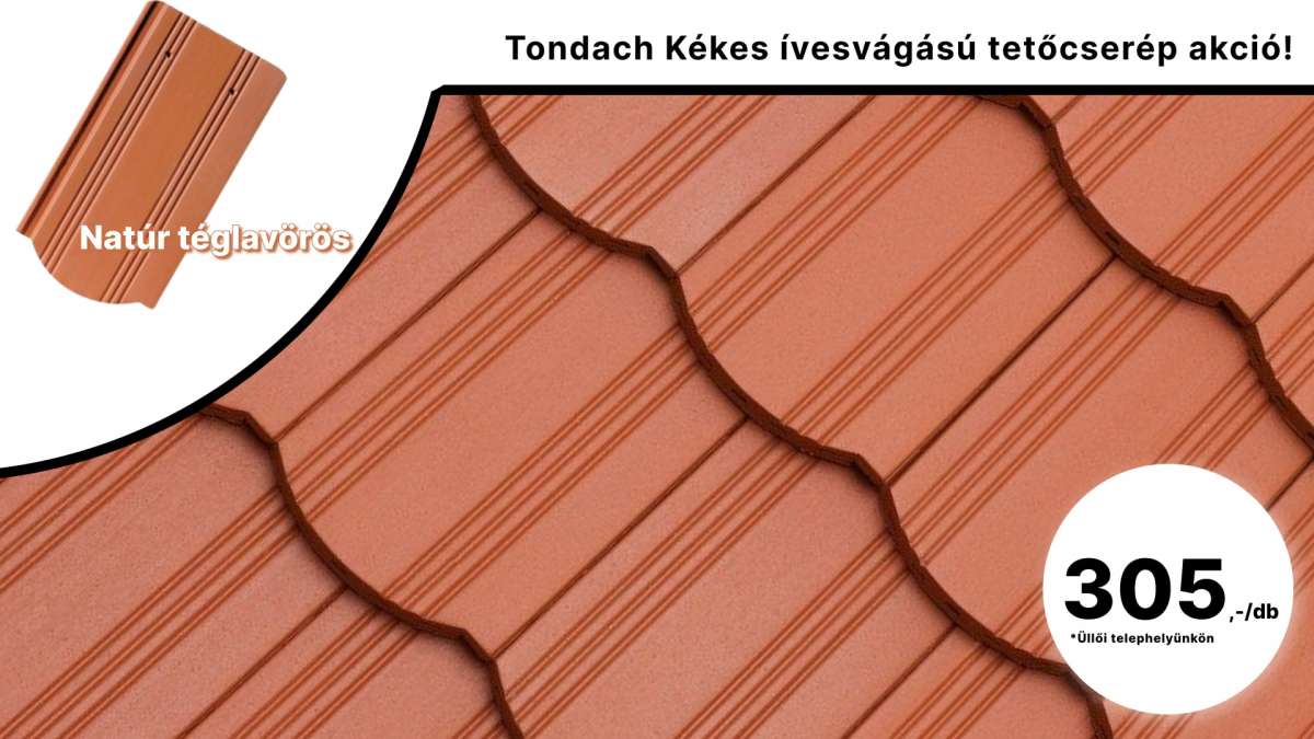 Tondach Kékes ívesvágású kerámia tetőcserép 305 Ft / db